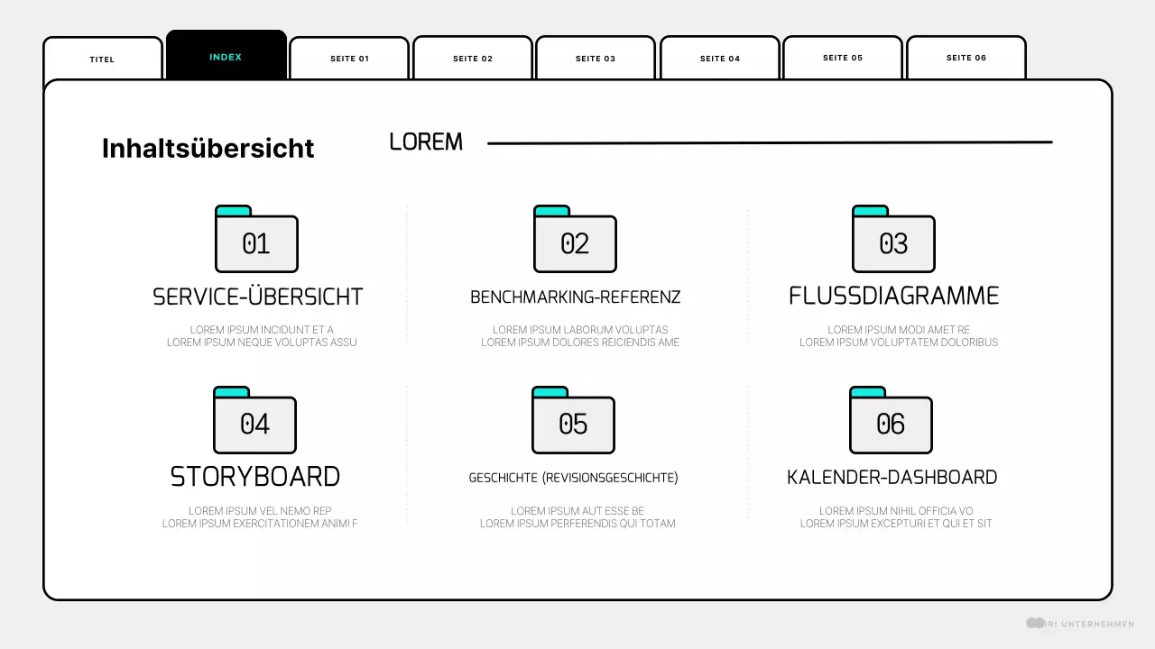 Eine einfache mintfarbene und weiße Webseite