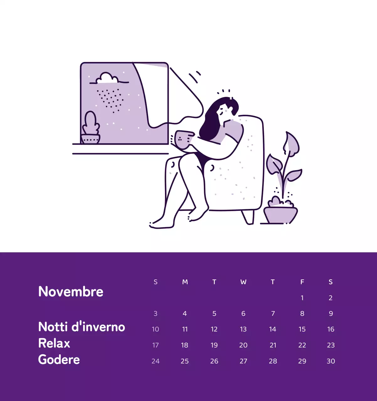 Un calendario con illustrazioni colorate ed emozionali