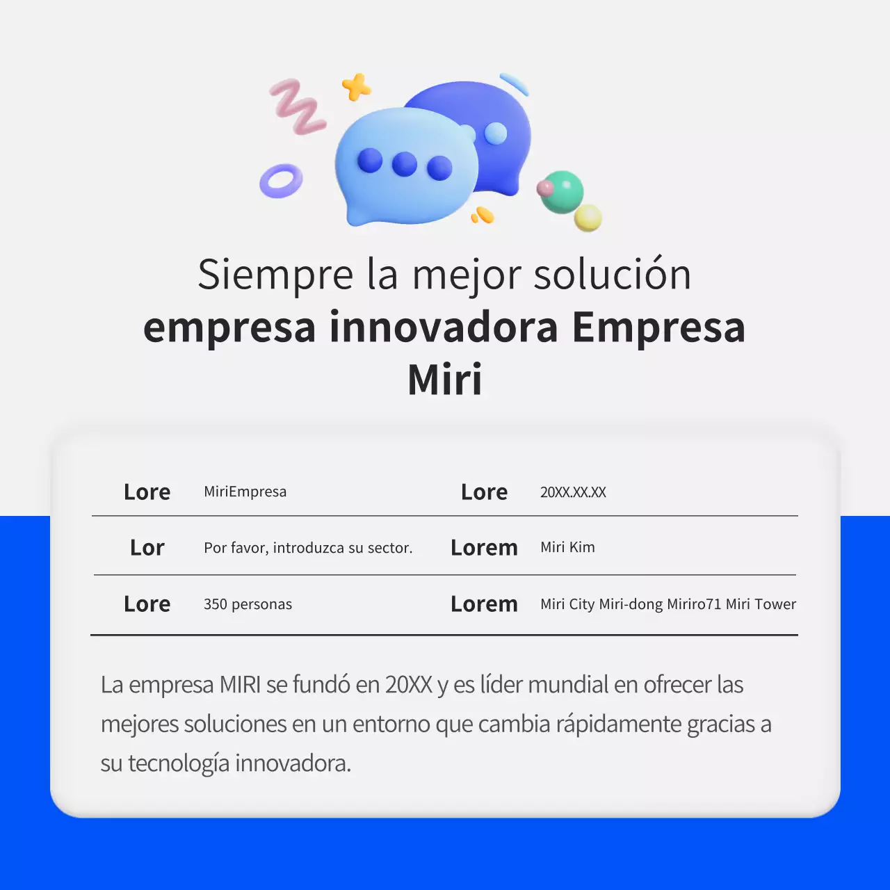 Un sencillo perfil de empresa azul y verde