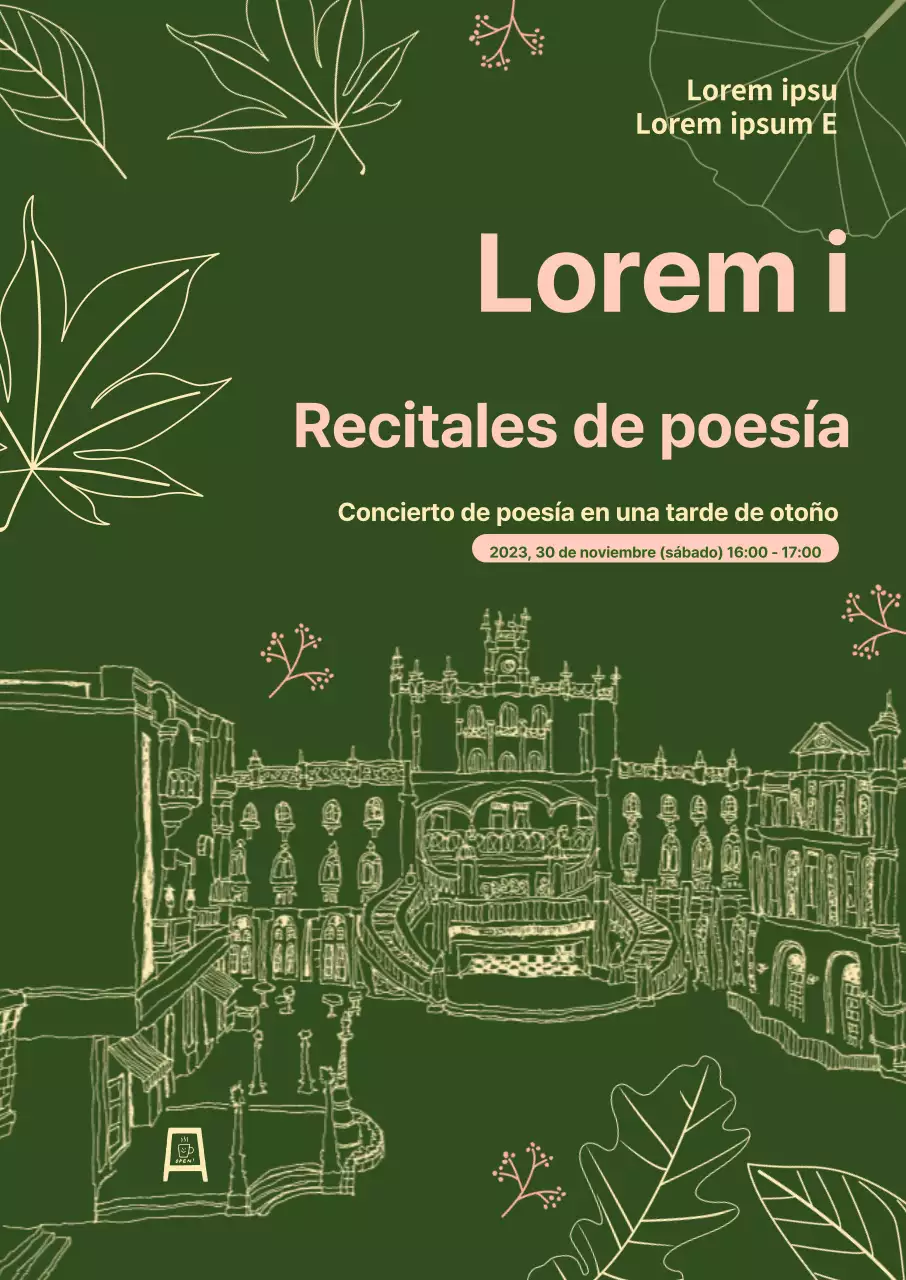 Promueva los recitales de poesía con un look de caligrafía verde oscuro
