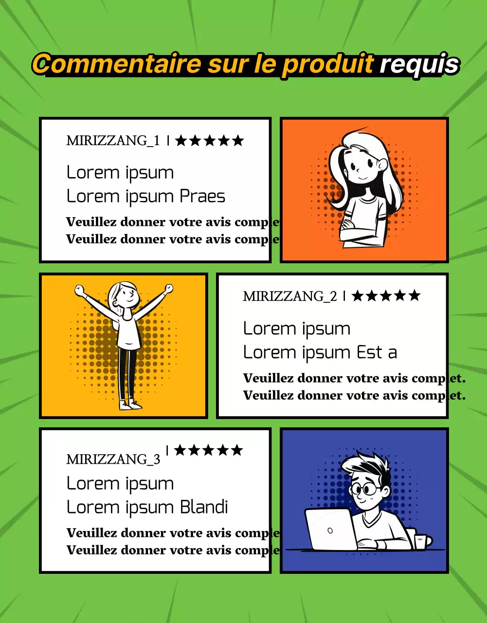 Une présentation de produit en dessin animé rétro aux couleurs rouge et arc-en-ciel