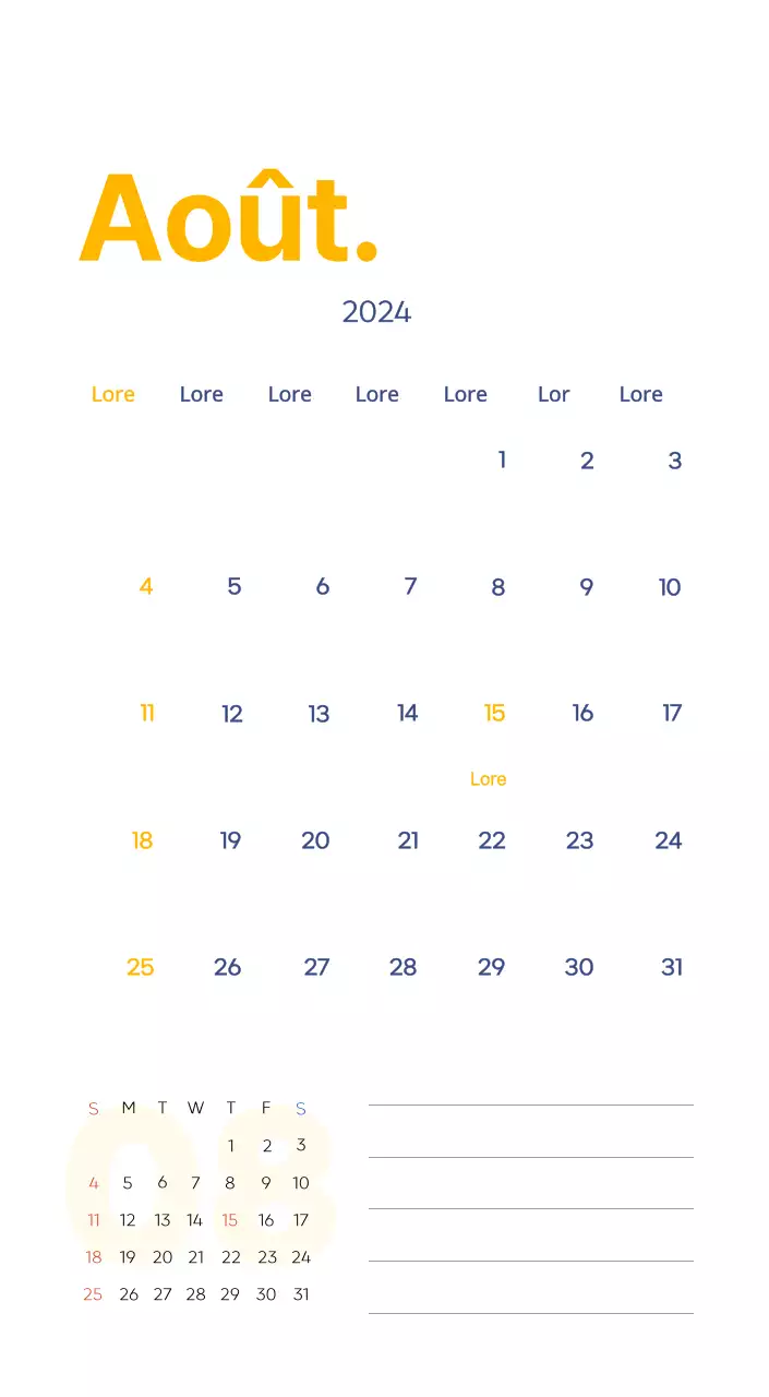 Calendrier de travail avec de belles illustrations