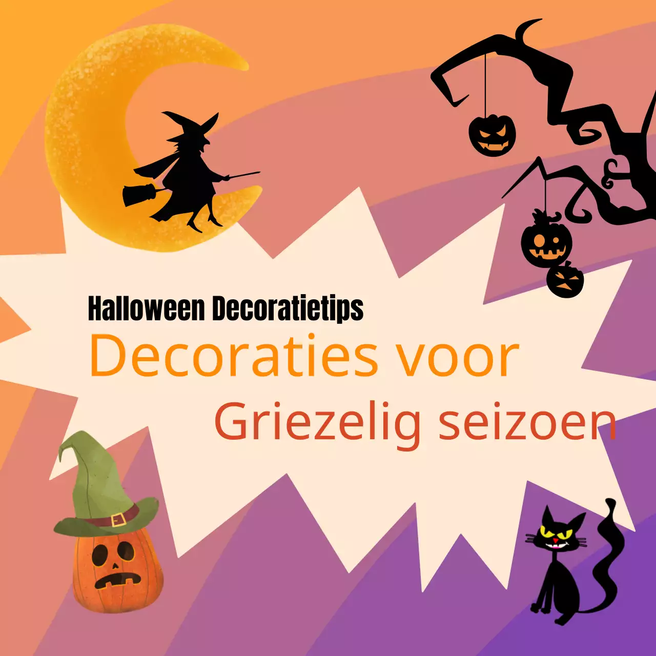 Een gids voor kitscherige Halloween-decoratie in paars en oranje