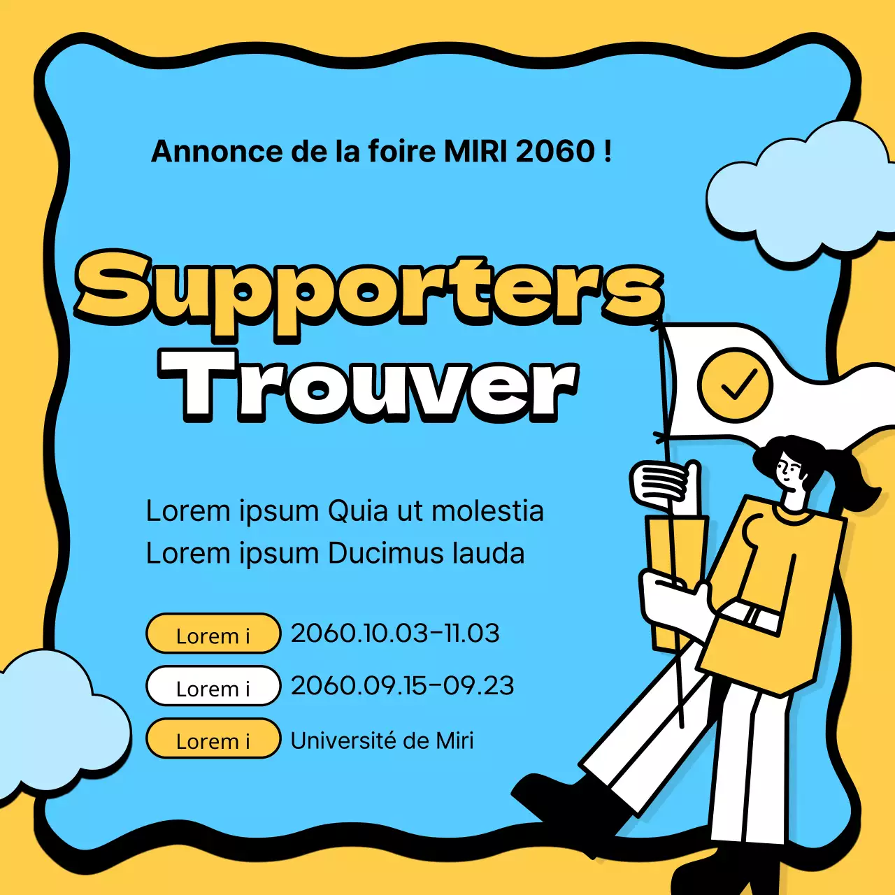 Un simple appel à soutien jaune et bleu clair