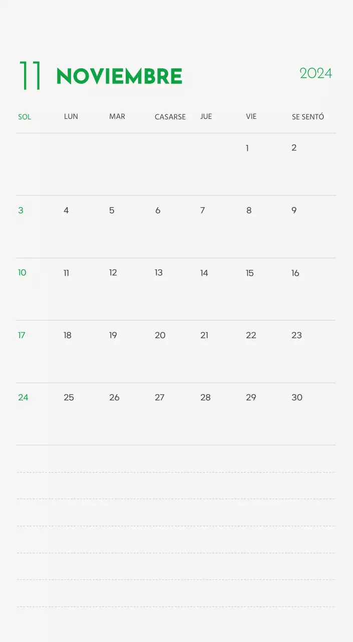 Un calendario con la imagen de un cachorro y un bonito mensaje en tonos verdes.