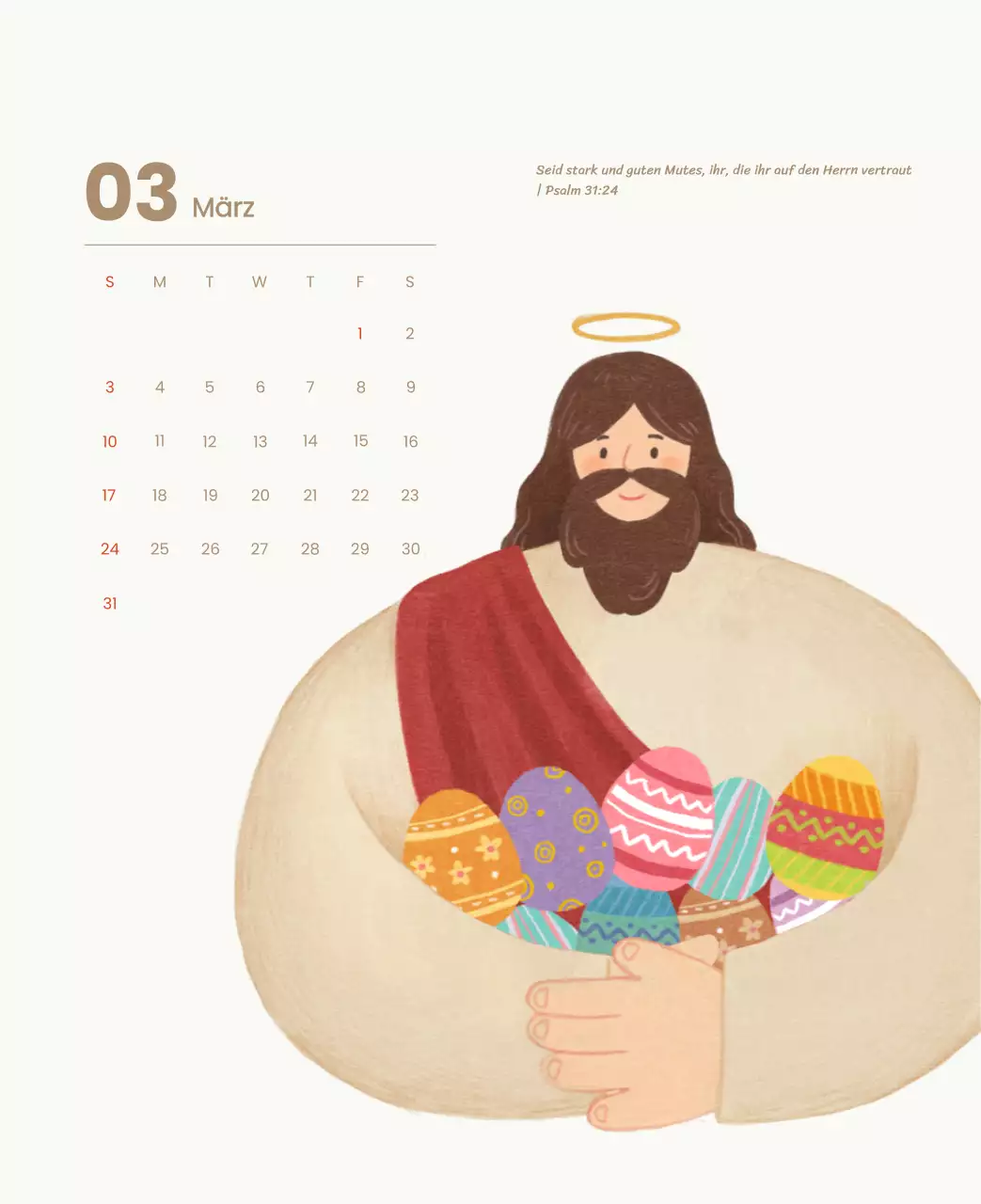 Ein Andachtskalender mit gemütlichen Illustrationen und Bibelversen auf hellblauem Hintergrund