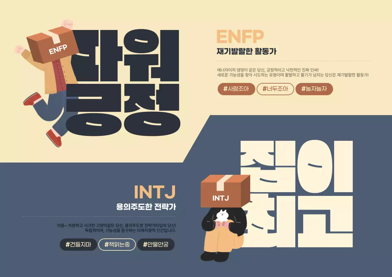 베이지색과 남색의 단순한 MBTI 성격유형소개 짤