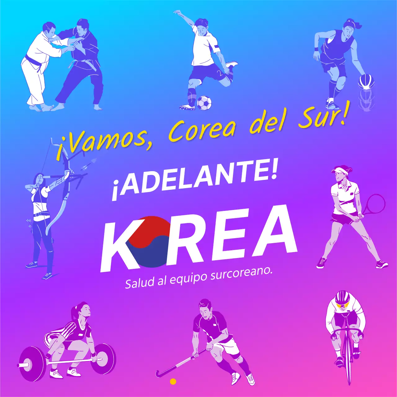 Publica un mensaje de ánimo pop art azul y rosa