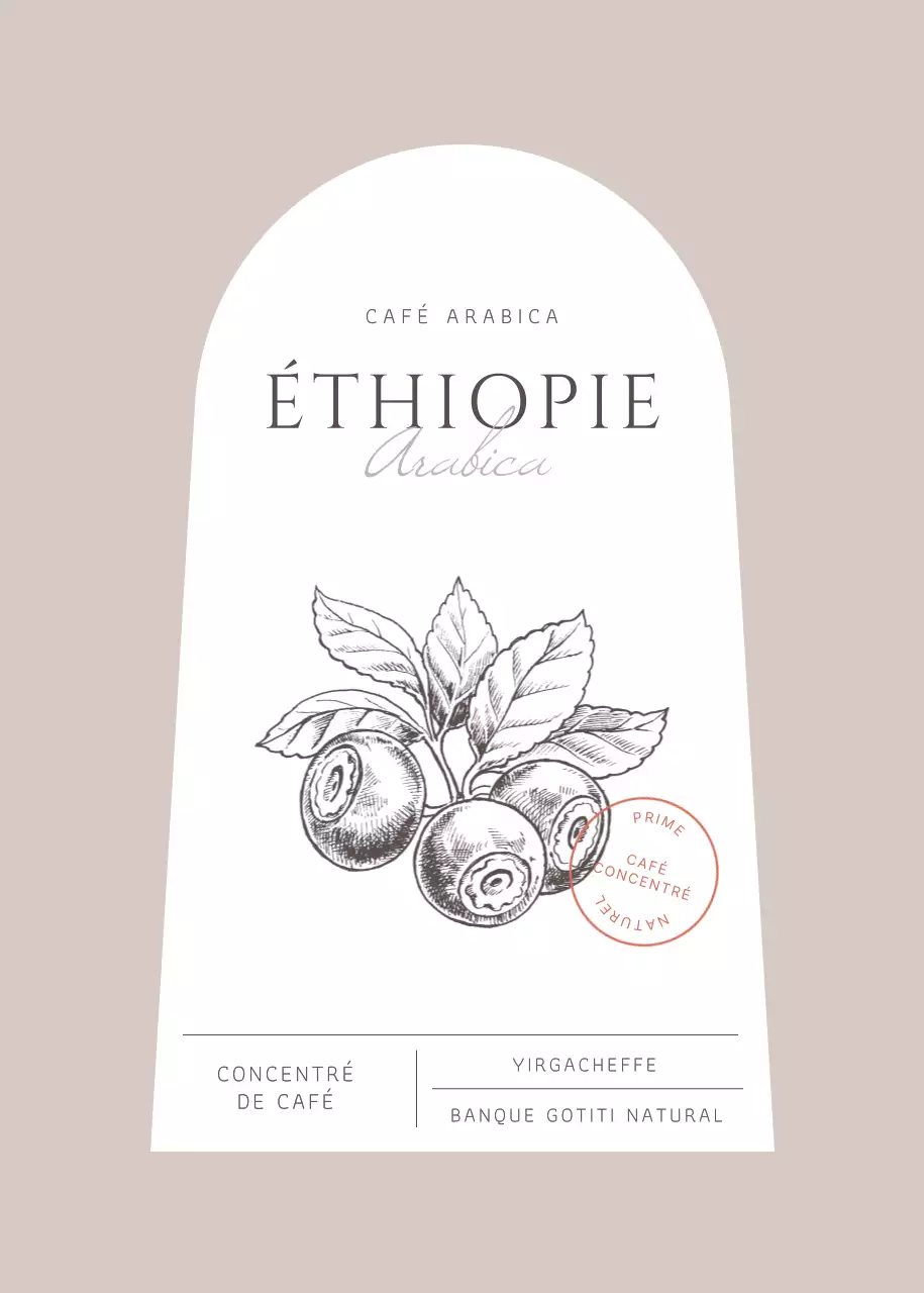 Concevoir une étiquette pour un produit à base de concentré de café dans des tons sourds