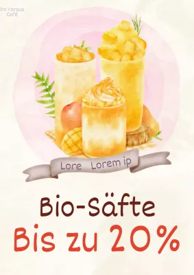 Werbung für ein trendiges Café-Menü in Elfenbein und Orange