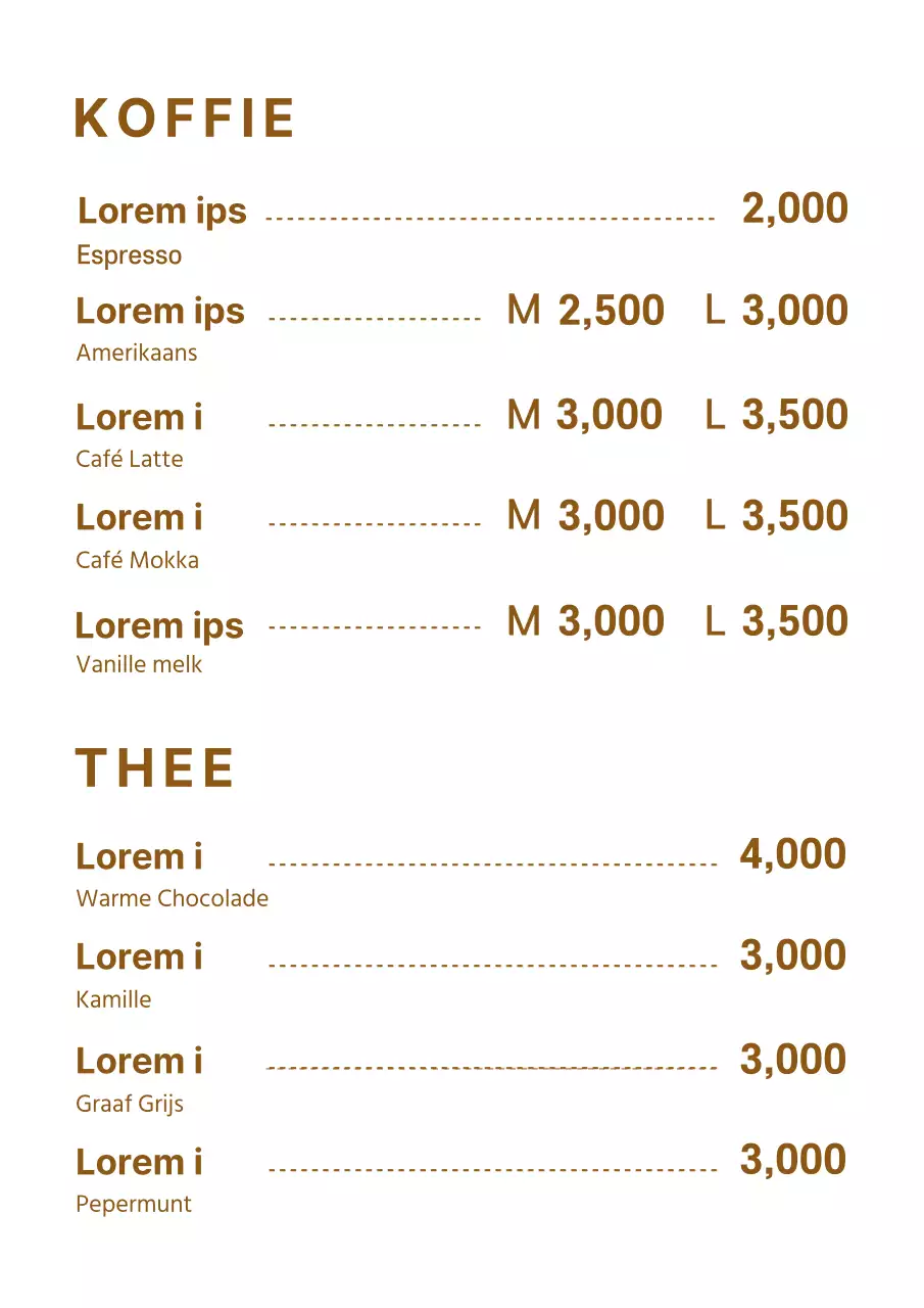 Eenvoudige menubesturing in bruine tinten