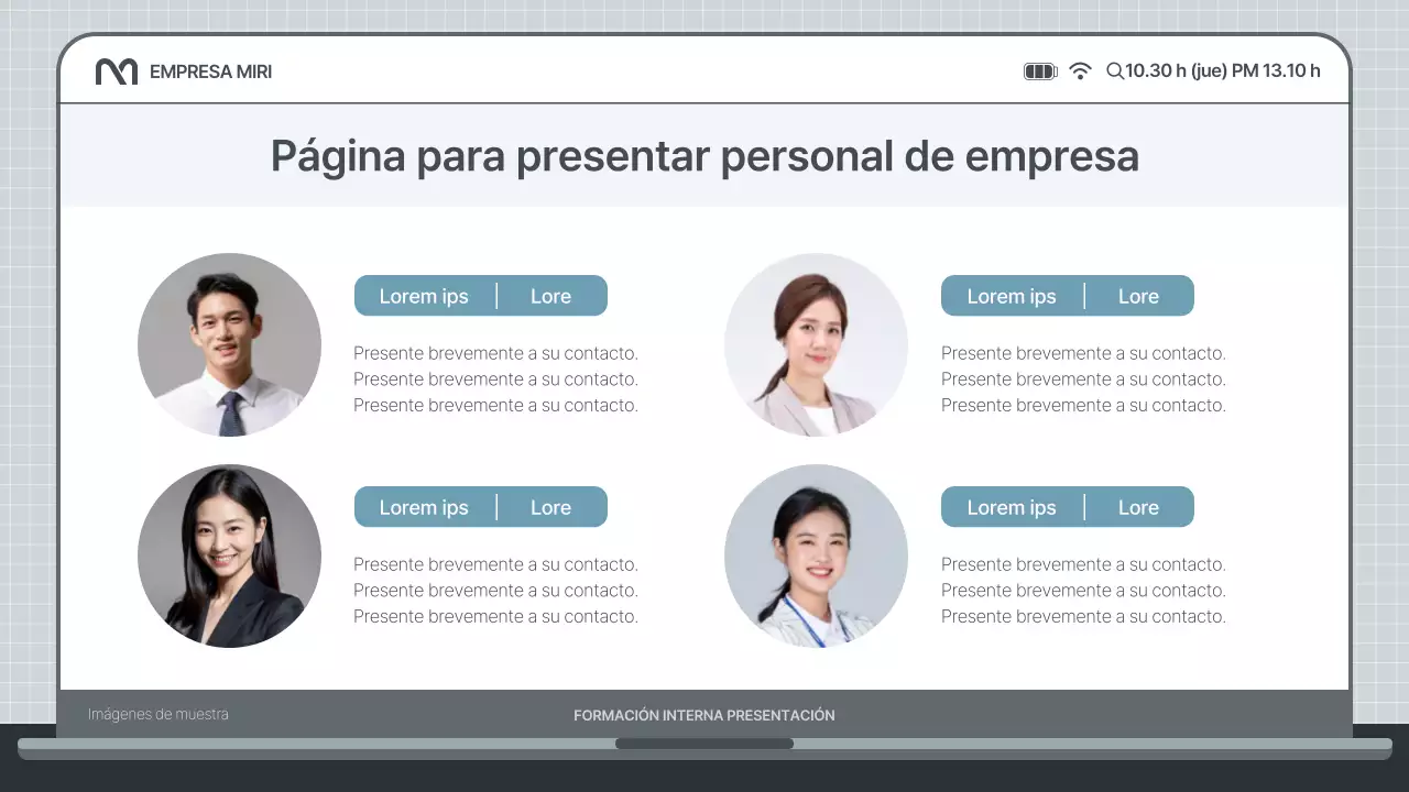 Sencilla presentación de formación interna en azul claro y gris