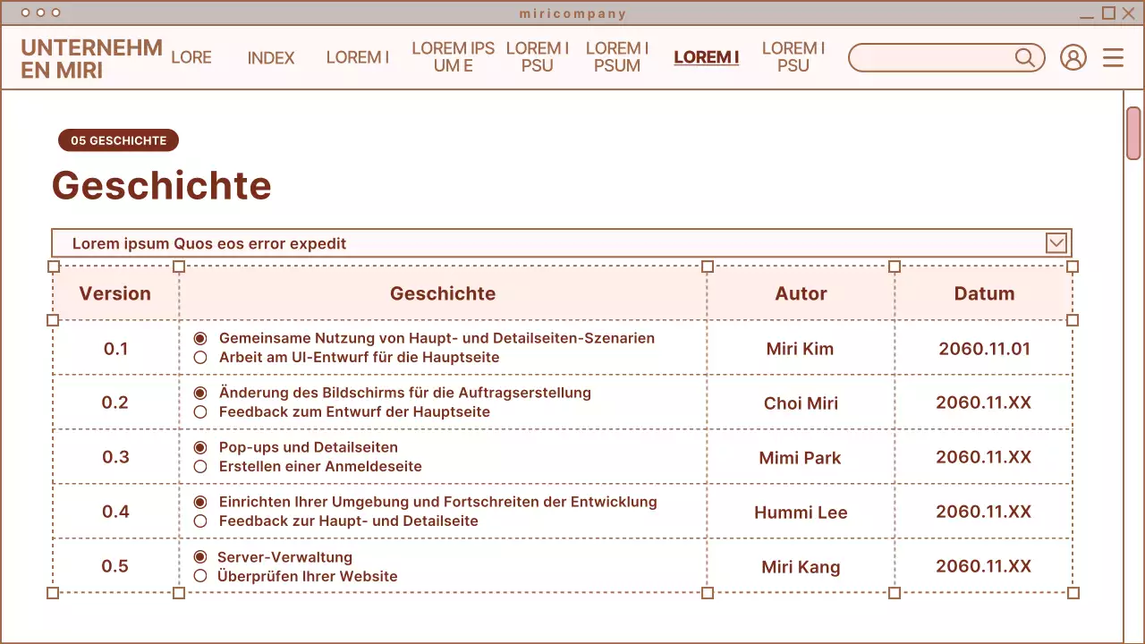 Einfaches Design für eine Webseite in Beige und Weiß