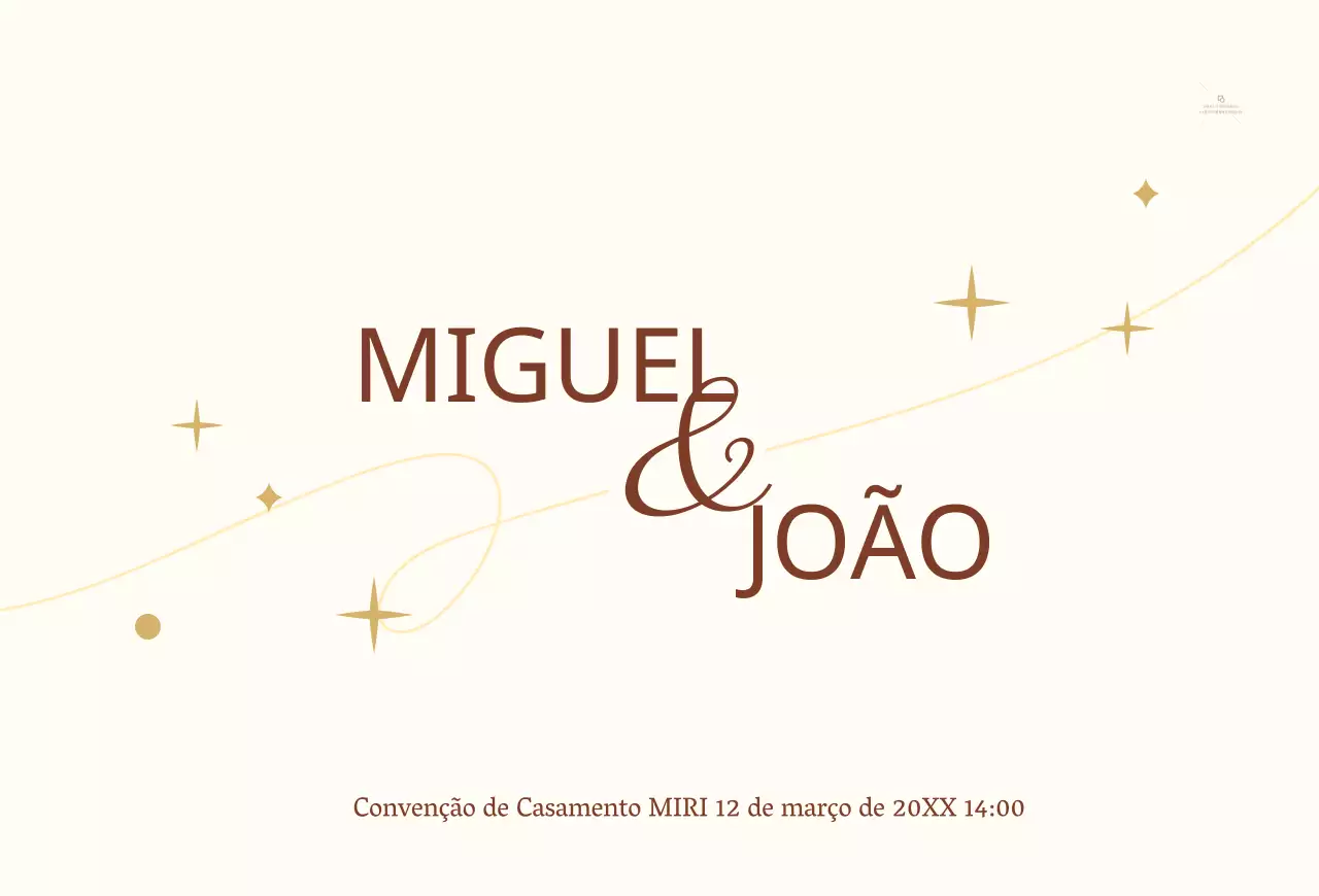 Um convite de casamento de conceito sentimental com uma estrela amarela clara e uma ilustração de linhas