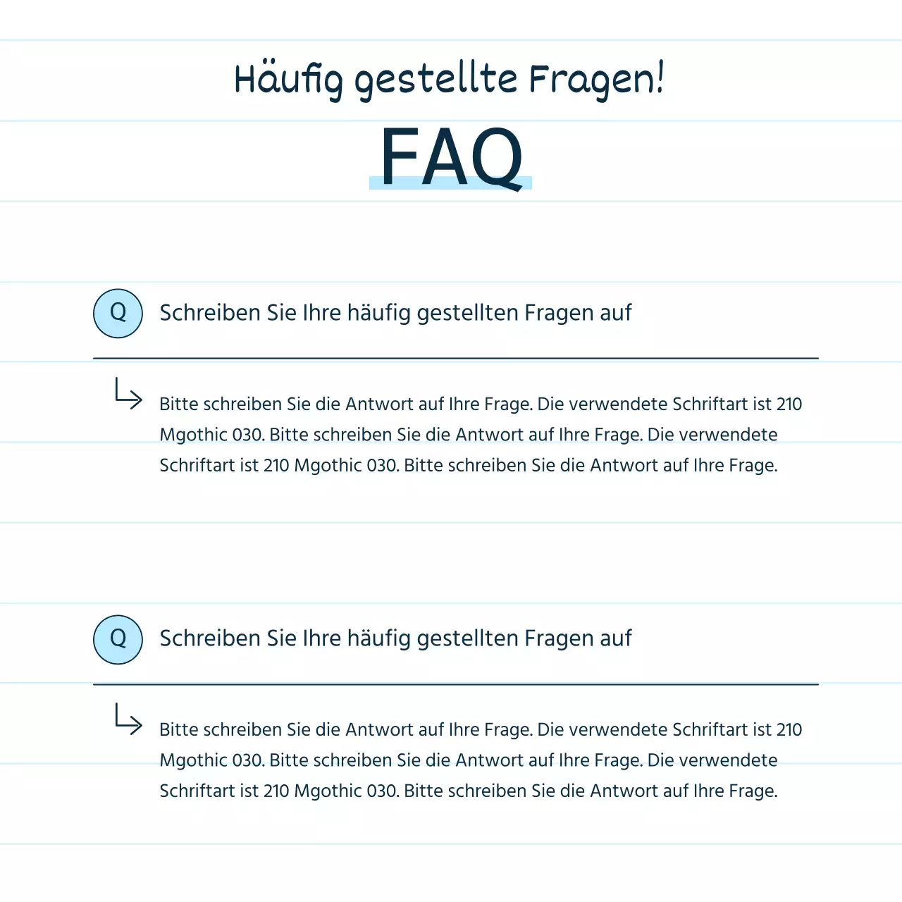 Ein einfaches Storytelling-Produktbriefing in Blau und Hellblau