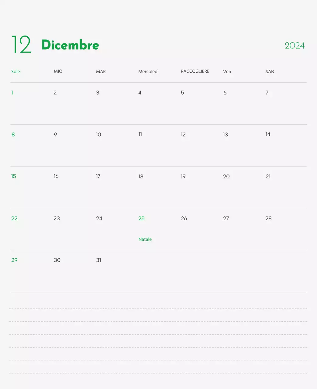 Un calendario con l'immagine di un cucciolo e un simpatico messaggio in verde.