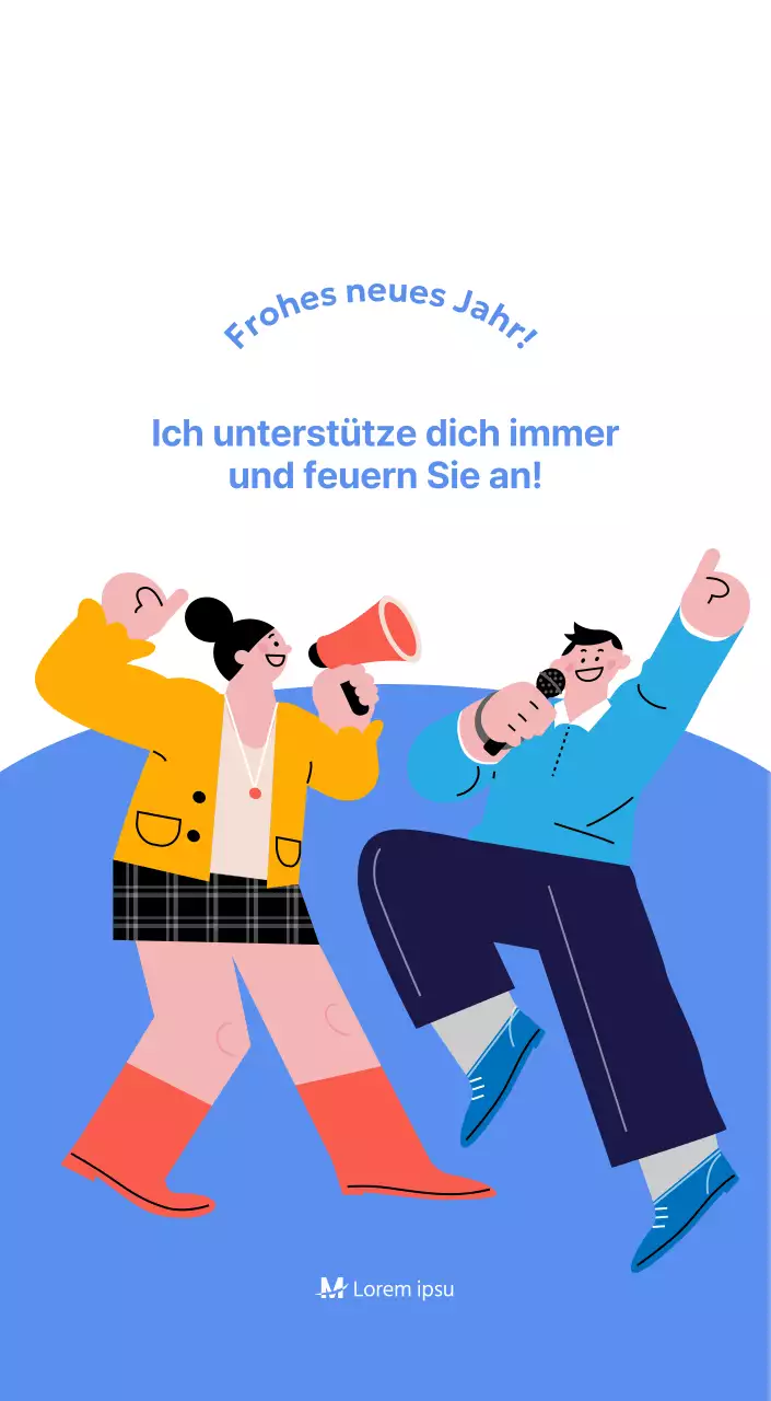 Motivationskalender mit energiegeladenen Illustrationen und positiven Zitaten auf hellblauem Hintergrund