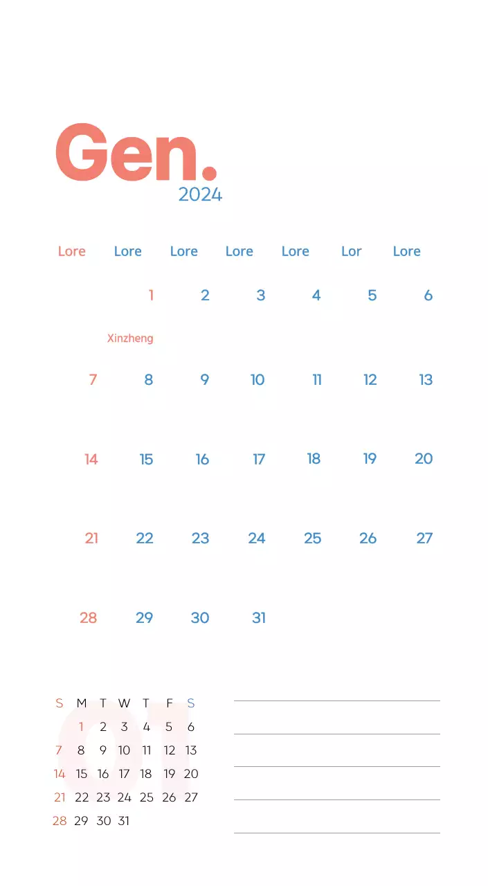 Calendario di lavoro con splendide illustrazioni