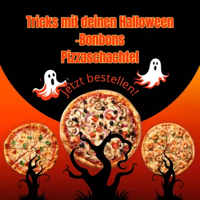 Kitschige Halloween-Verkaufsanzeige in Orange und Schwarz