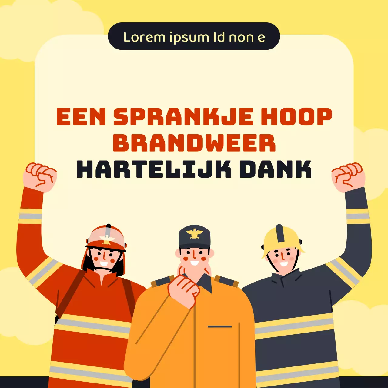 Een eenvoudige rode en gele promotie voor brandweermannen