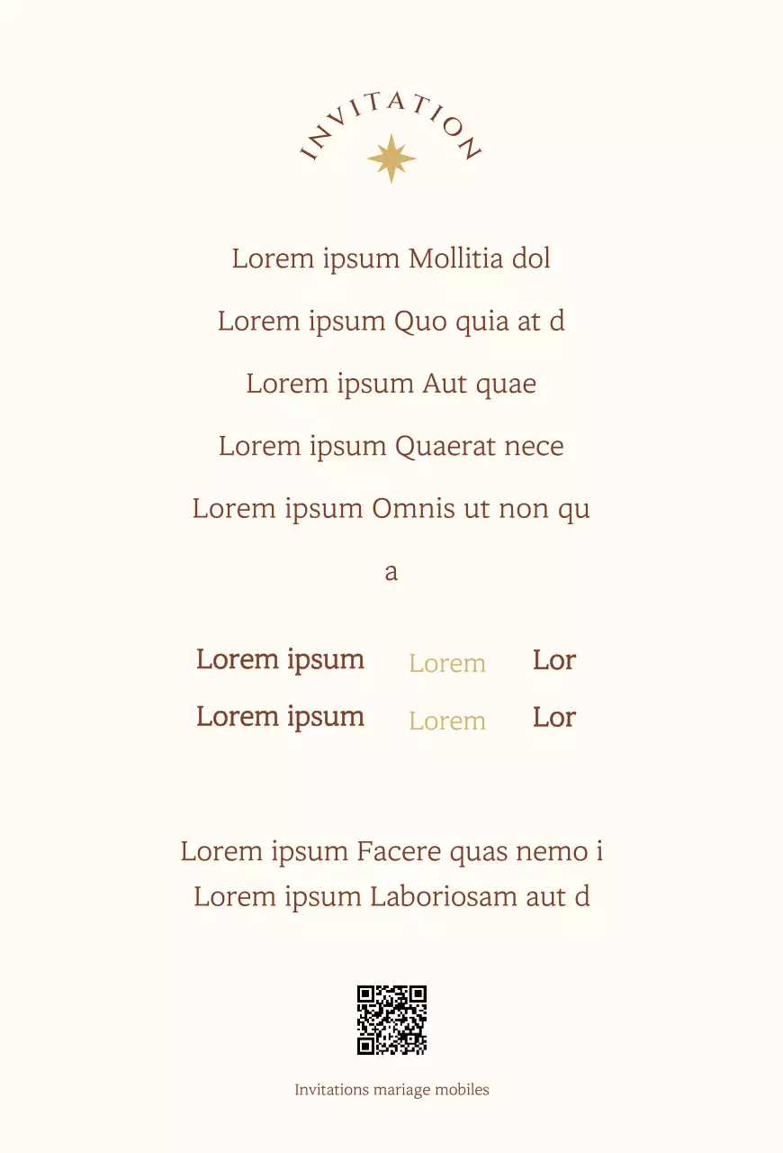 Une invitation de mariage au concept sentimental avec une étoile jaune clair et une illustration de ligne