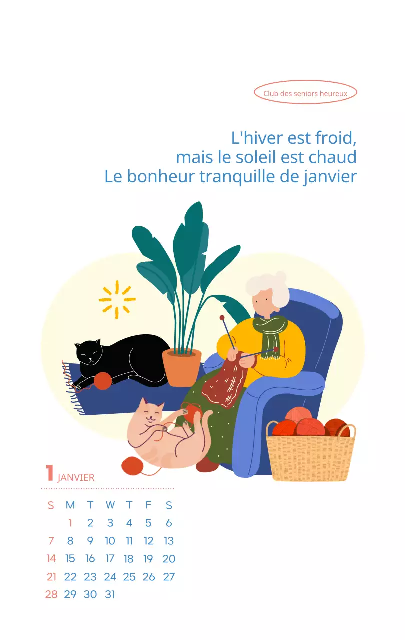 Calendrier de travail avec de belles illustrations