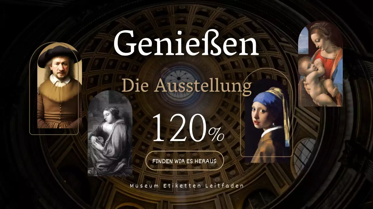 Ein klassischer schwarz-beiger Leitfaden für die Etikette im Kunstmuseum