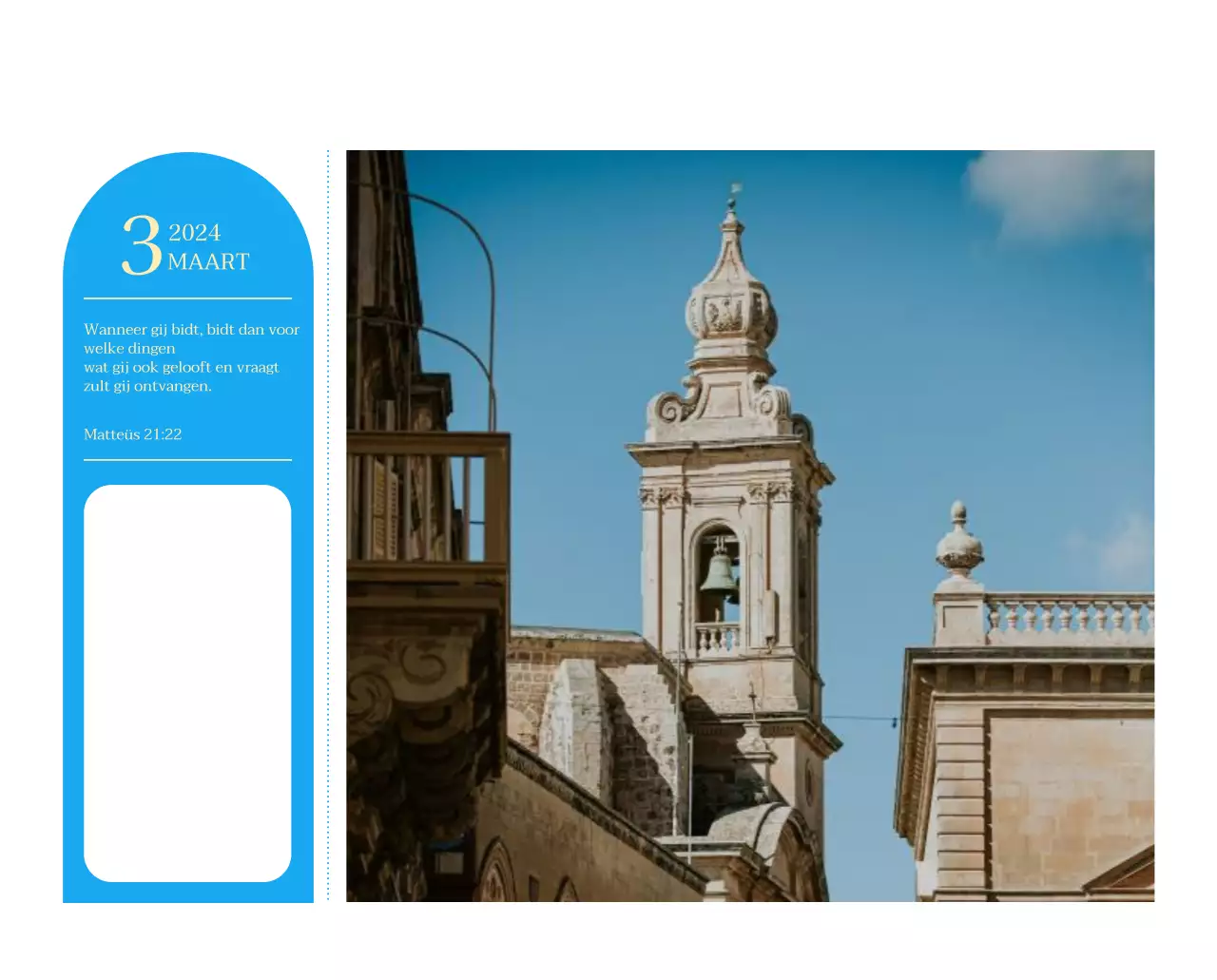 Blauw modern concept kerkkalender