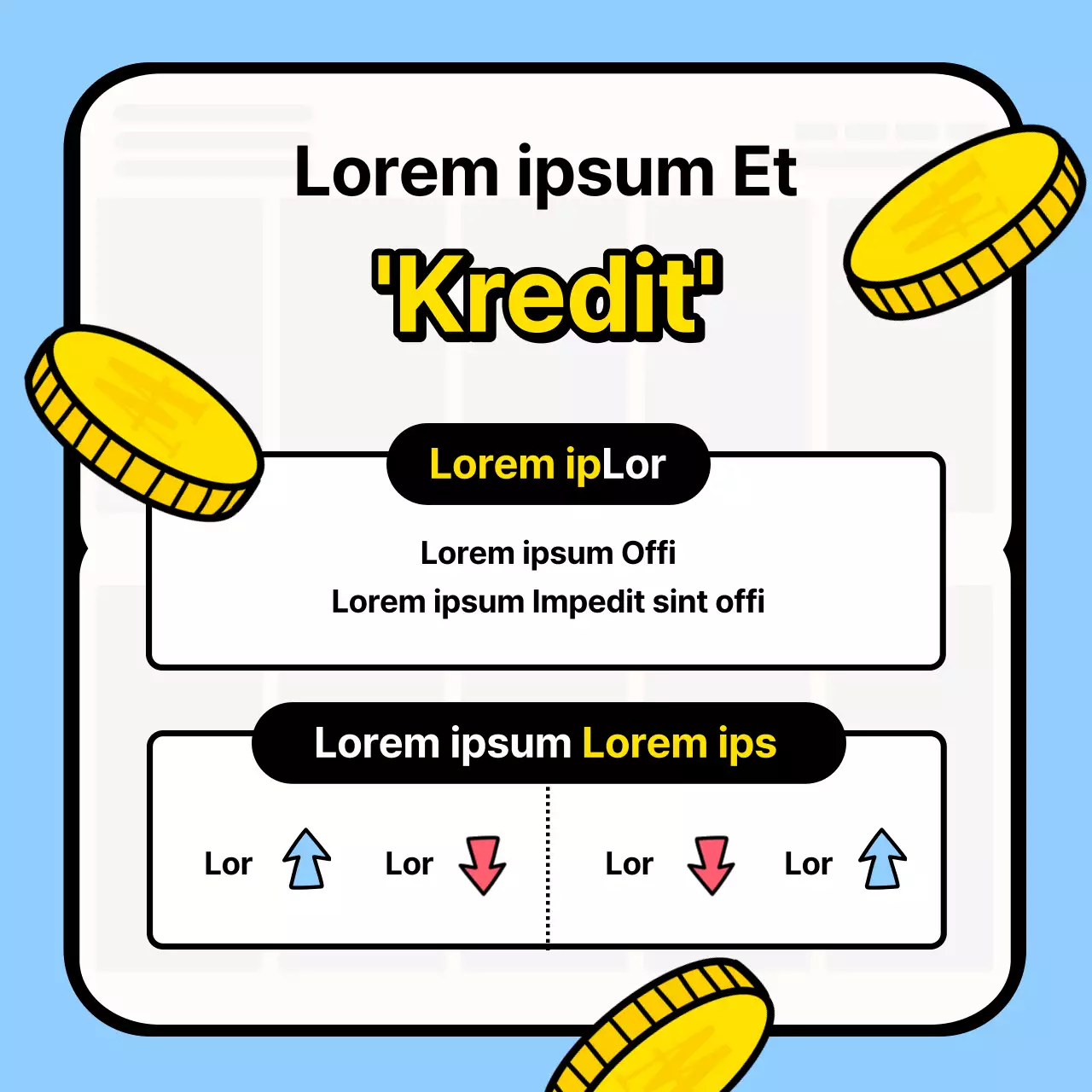 Kitschige Schulungsunterlagen zum Kreditmanagement mit hellblauem Hintergrund