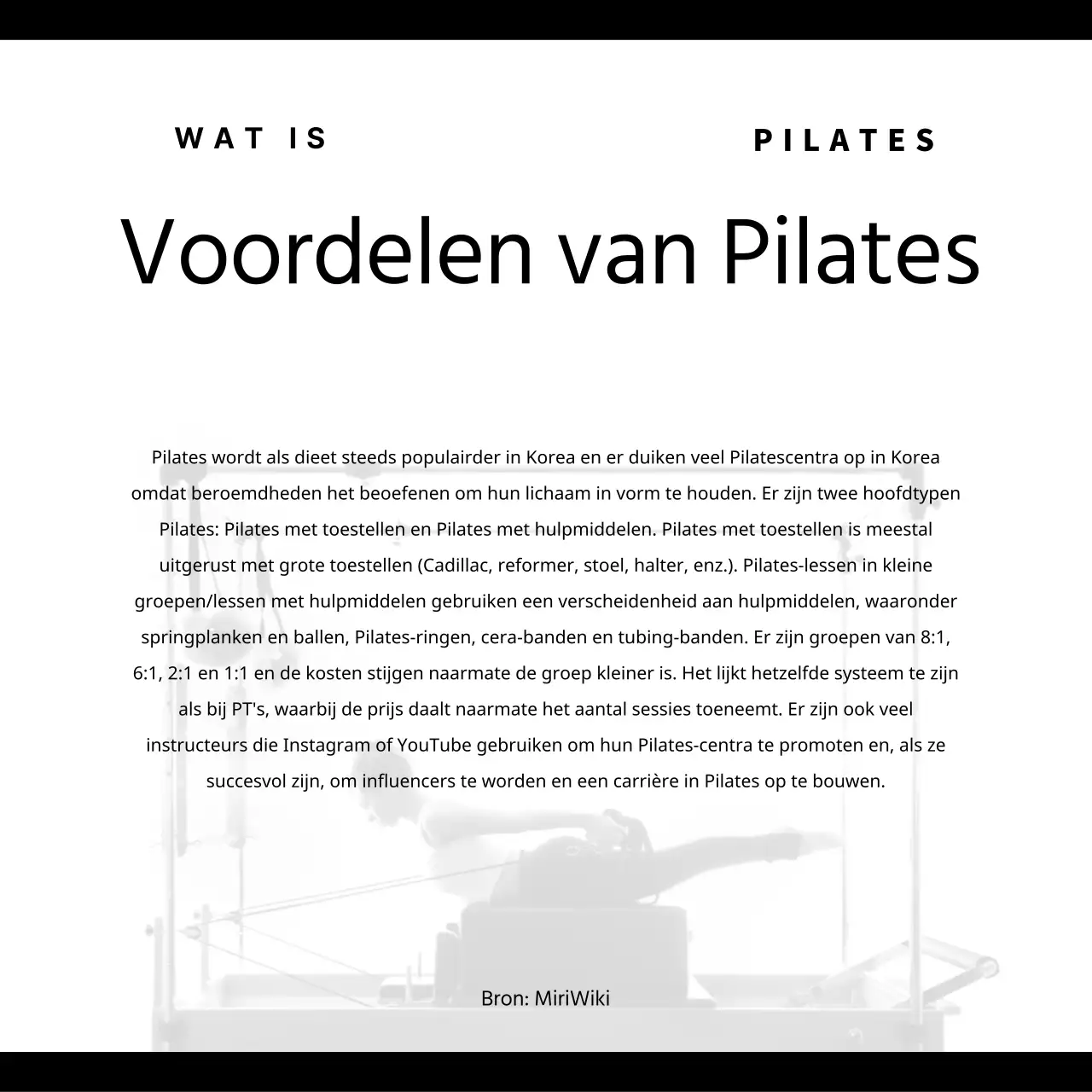 Modern Pilates promoten in zwart