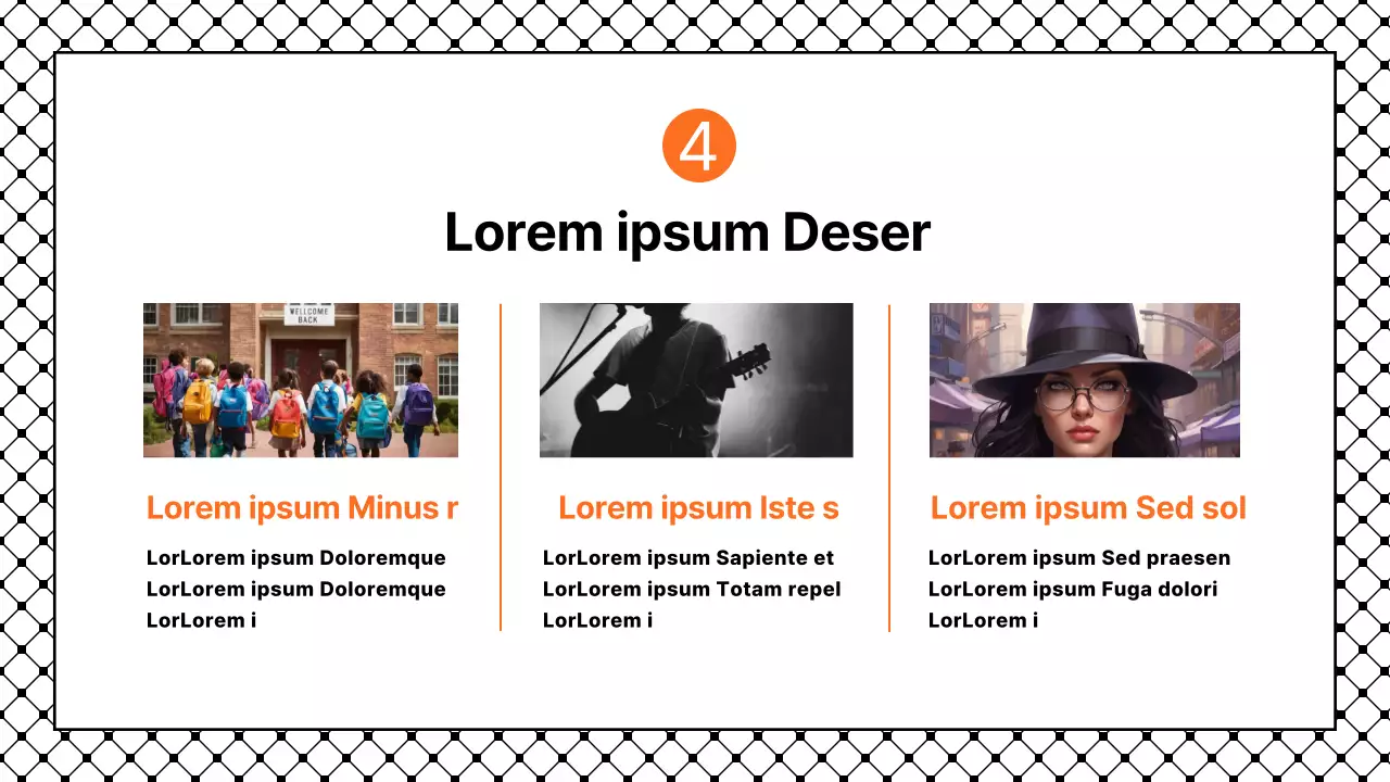 Présentation simple avec des accents noirs et orange