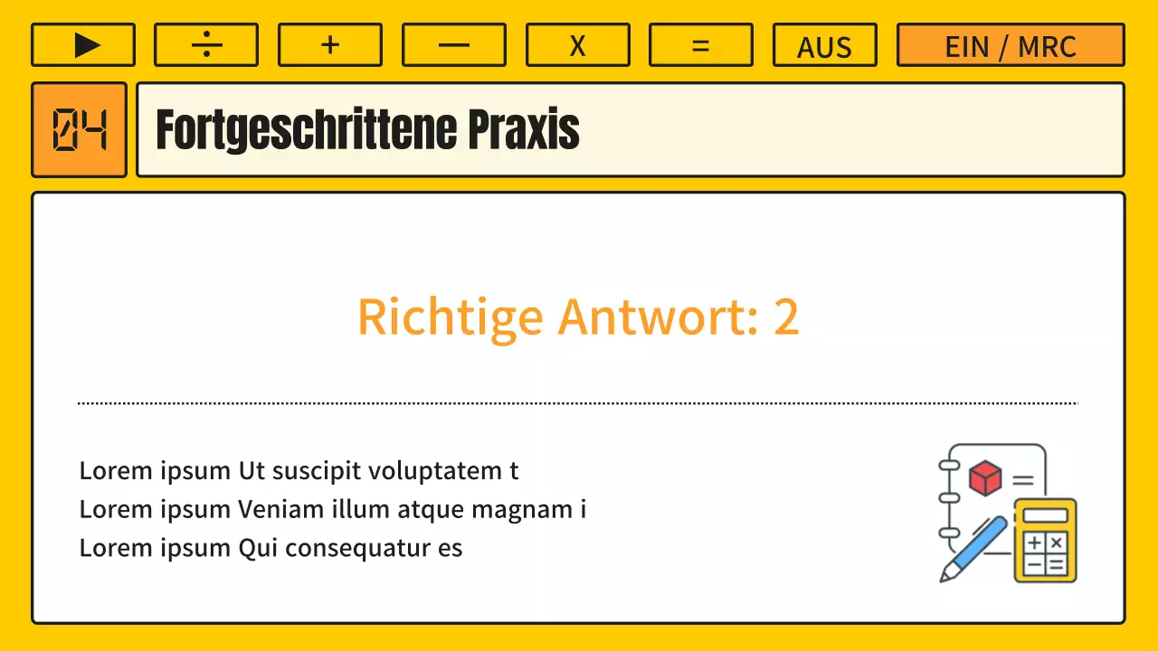 Matheunterricht mit einem kitschigen gelb-orangenen Taschenrechnerkonzept