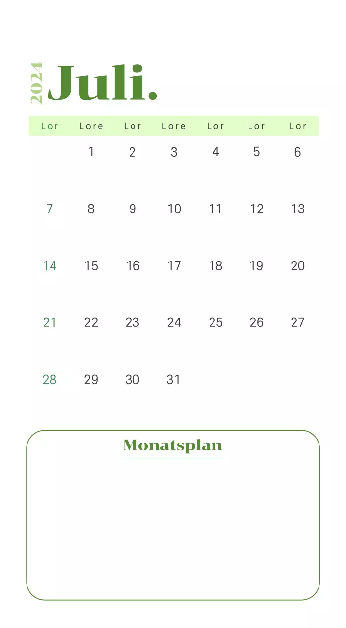 Kalender mit Jugendillustrationen auf gelbem und grünem Hintergrund