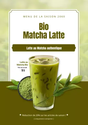 Promouvoir un matcha latte vert et moderne