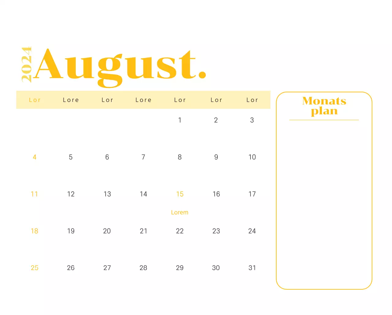 Kalender mit Jugendillustrationen auf gelbem und grünem Hintergrund