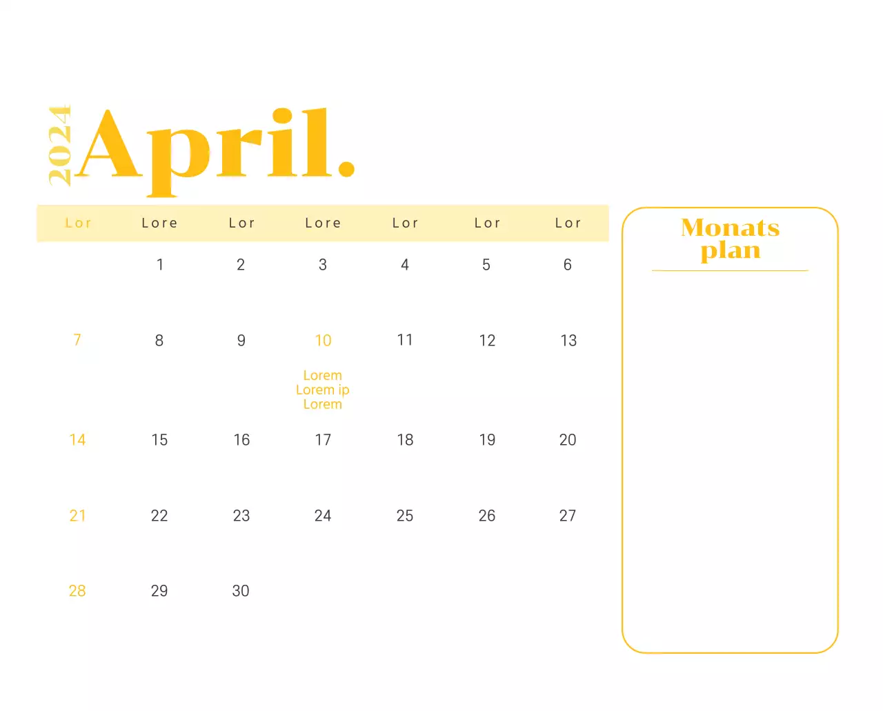 Kalender mit Jugendillustrationen auf gelbem und grünem Hintergrund