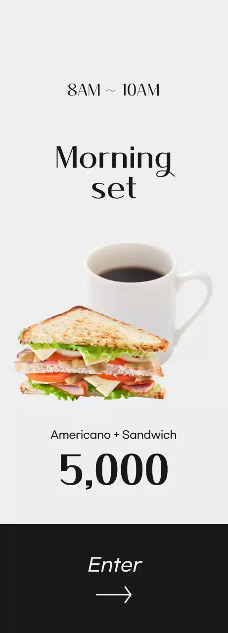 Promova o seu café com imagens de café e tipo de letra preto para um aspeto limpo