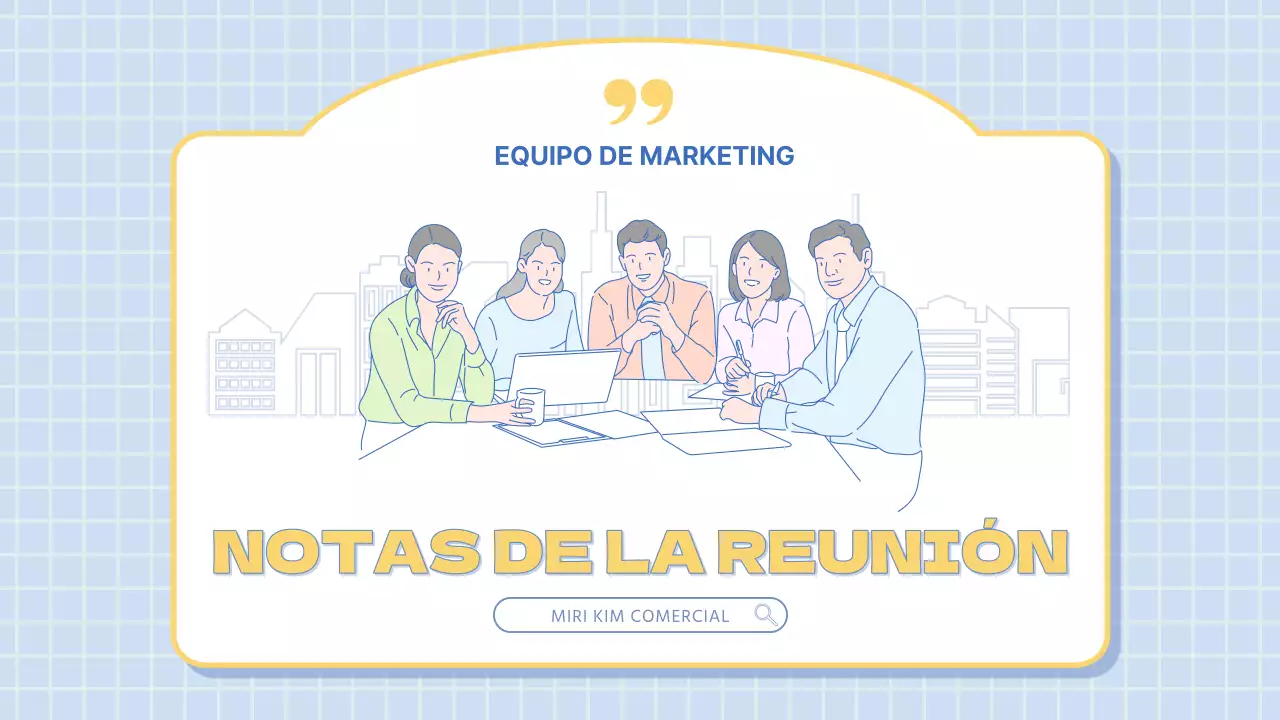 Informe del acta de la reunión de marketing moderno en azul claro y amarillo