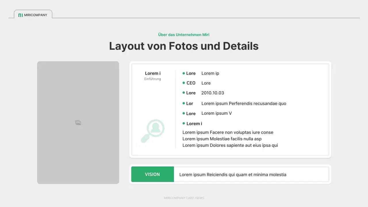 Ein einfaches grünes und graues Unternehmensprofil