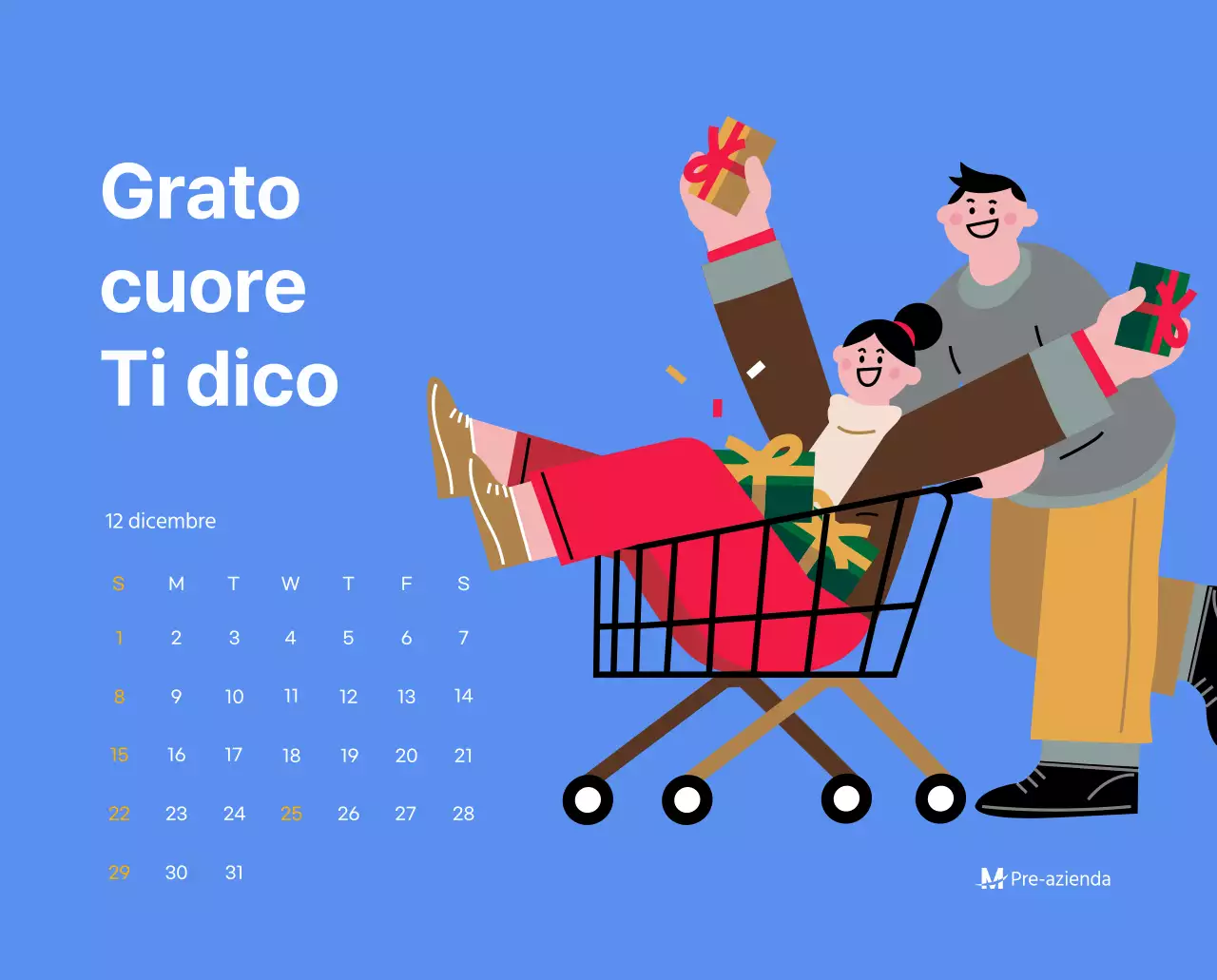 Calendario motivazionale con illustrazioni energetiche e citazioni positive su sfondo azzurro