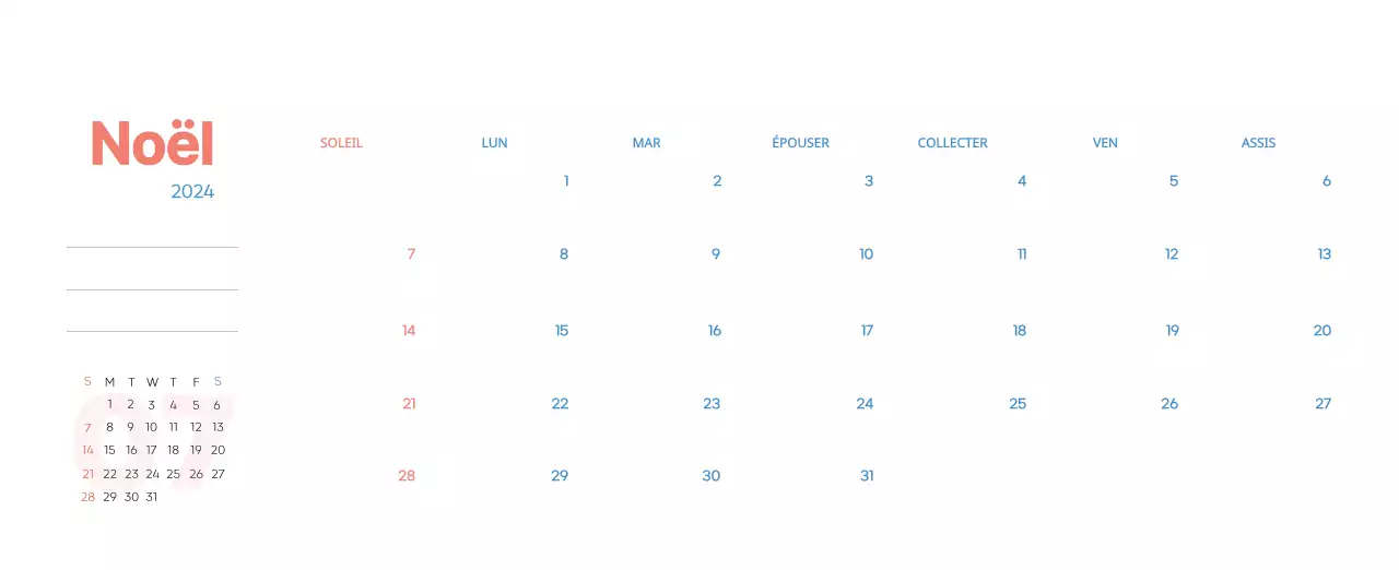 Calendrier de travail avec de belles illustrations