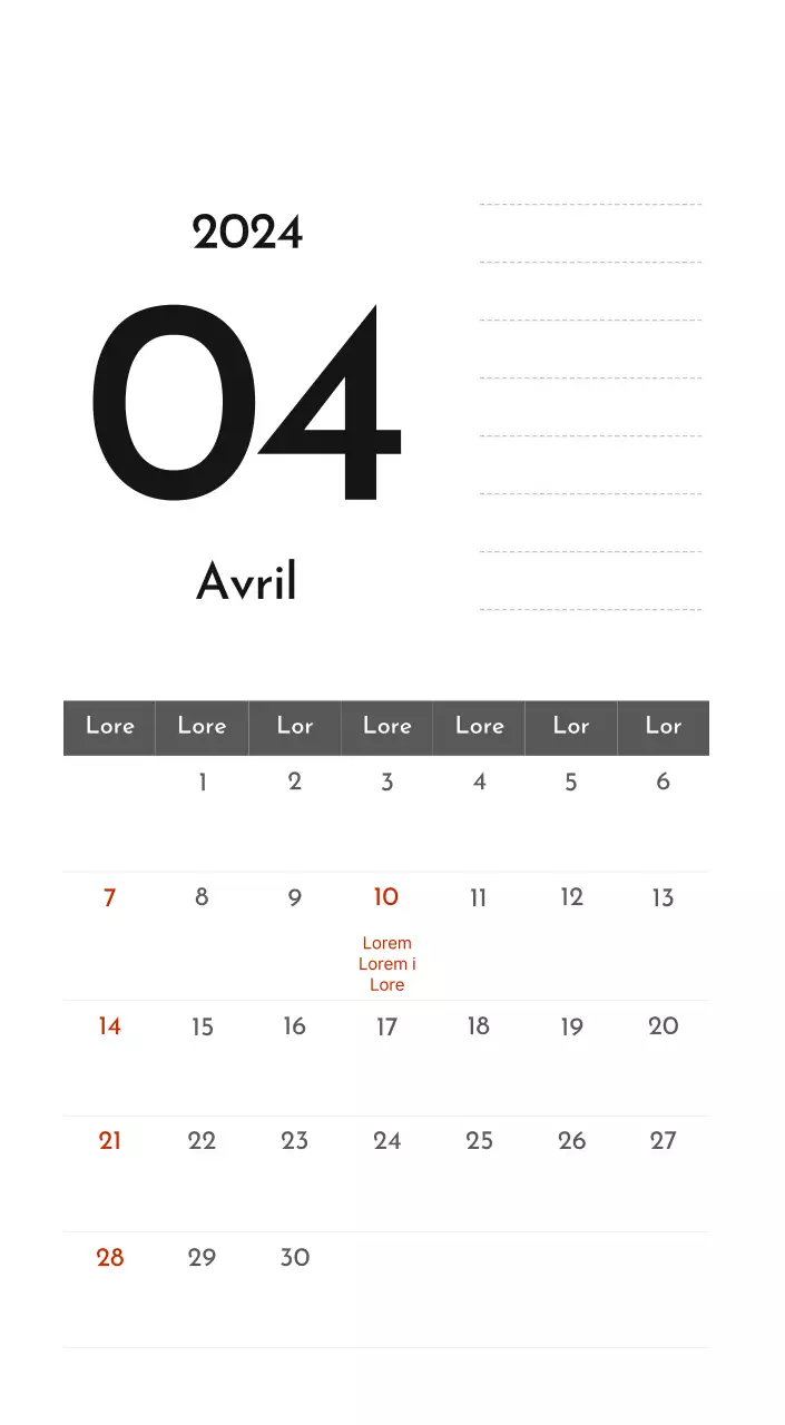 Un calendrier d'entreprise simple en gris