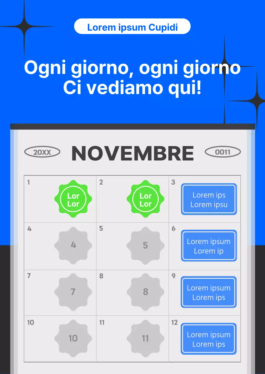 Promuovere un semplice evento di controllo delle presenze in blu e chartreuse