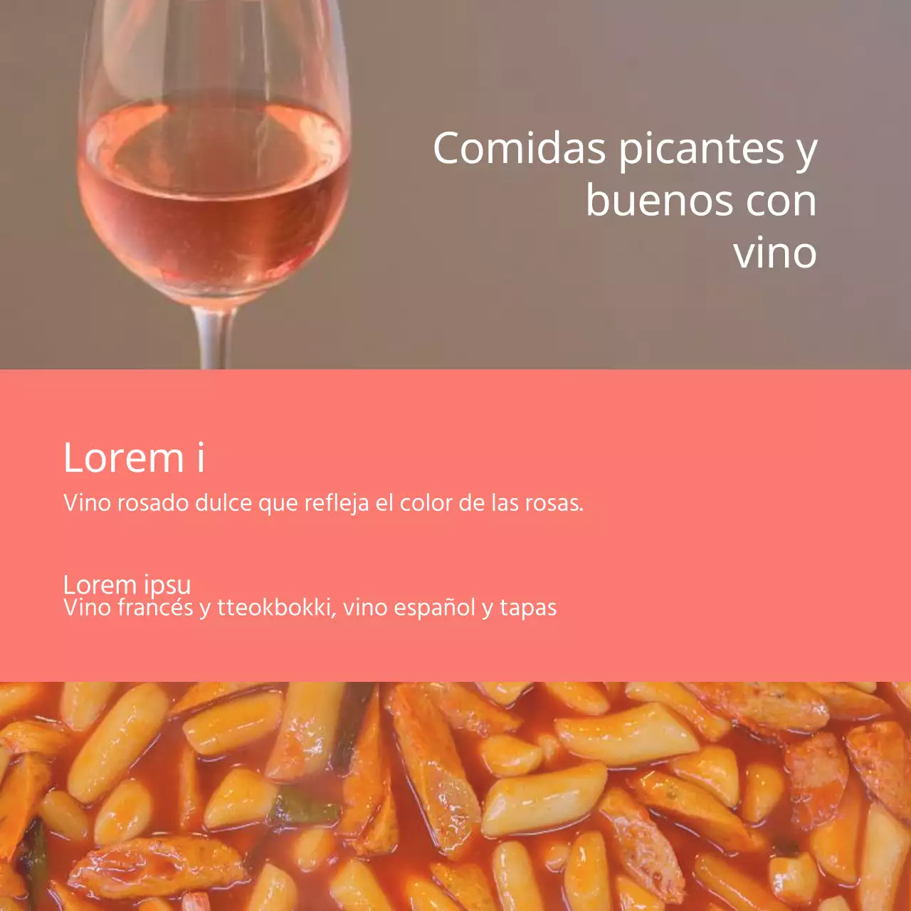 Moderno anuncio de recomendación de vinos en rojo y beige