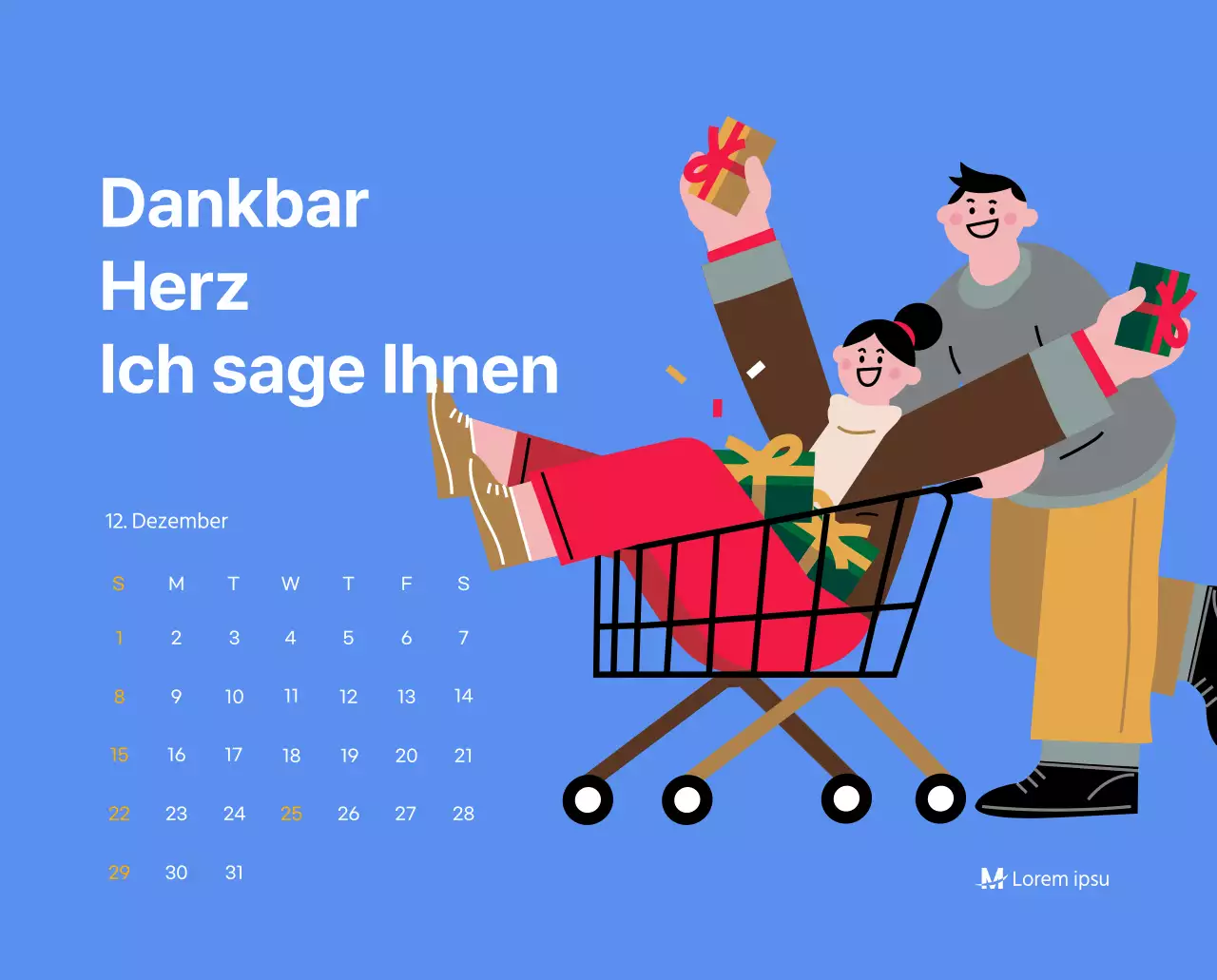 Motivationskalender mit energiegeladenen Illustrationen und positiven Zitaten auf hellblauem Hintergrund
