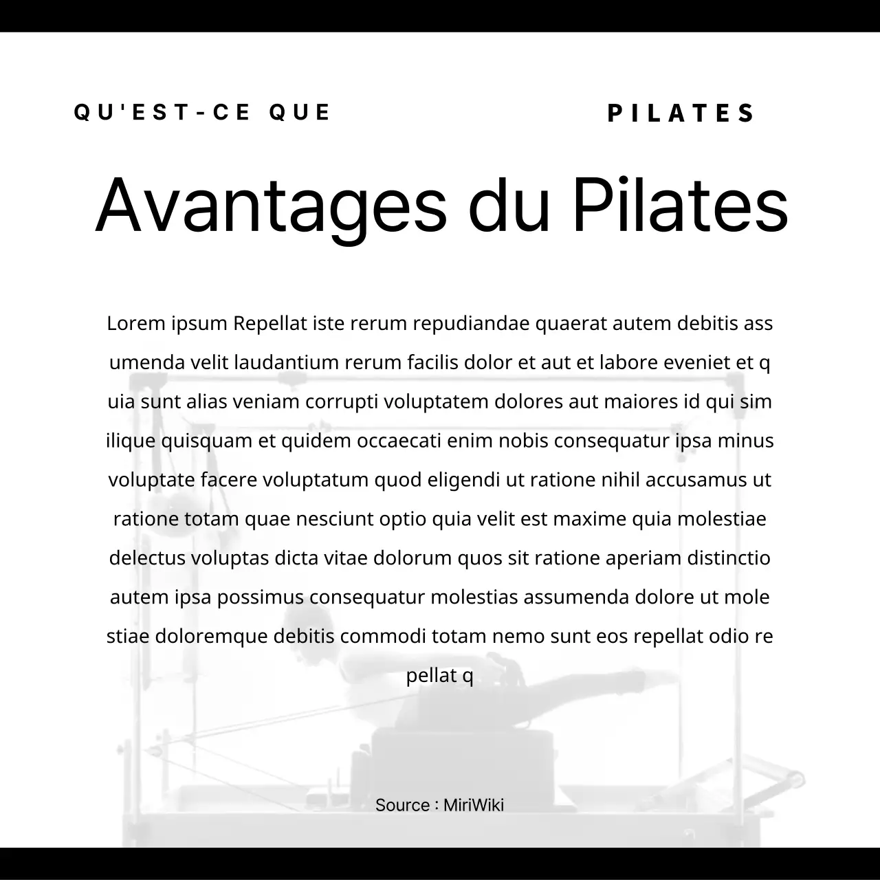 Promouvoir le Pilates moderne en noir