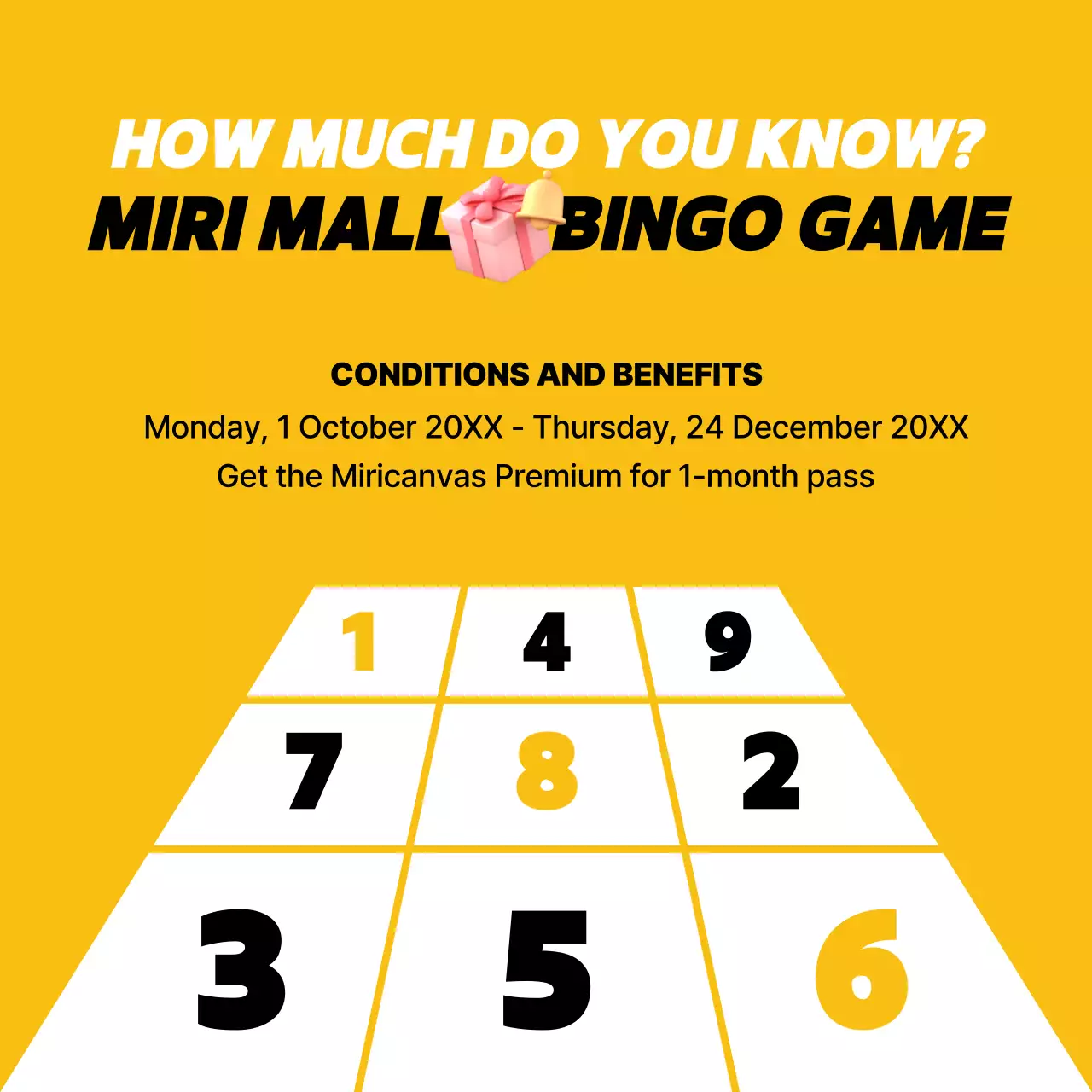 Yellow Modern Bingo Promotion Social Media Post