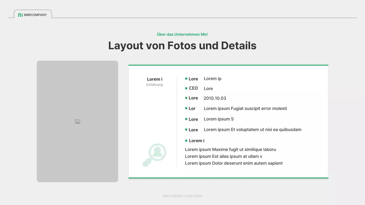 Ein einfaches grünes und graues Unternehmensprofil