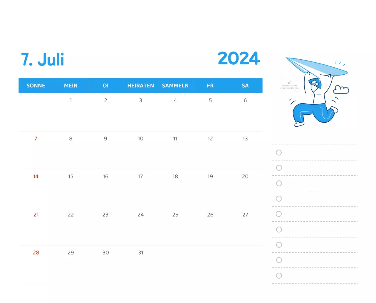 Ein Kalender mit farbenfrohen, emotionalen Illustrationen