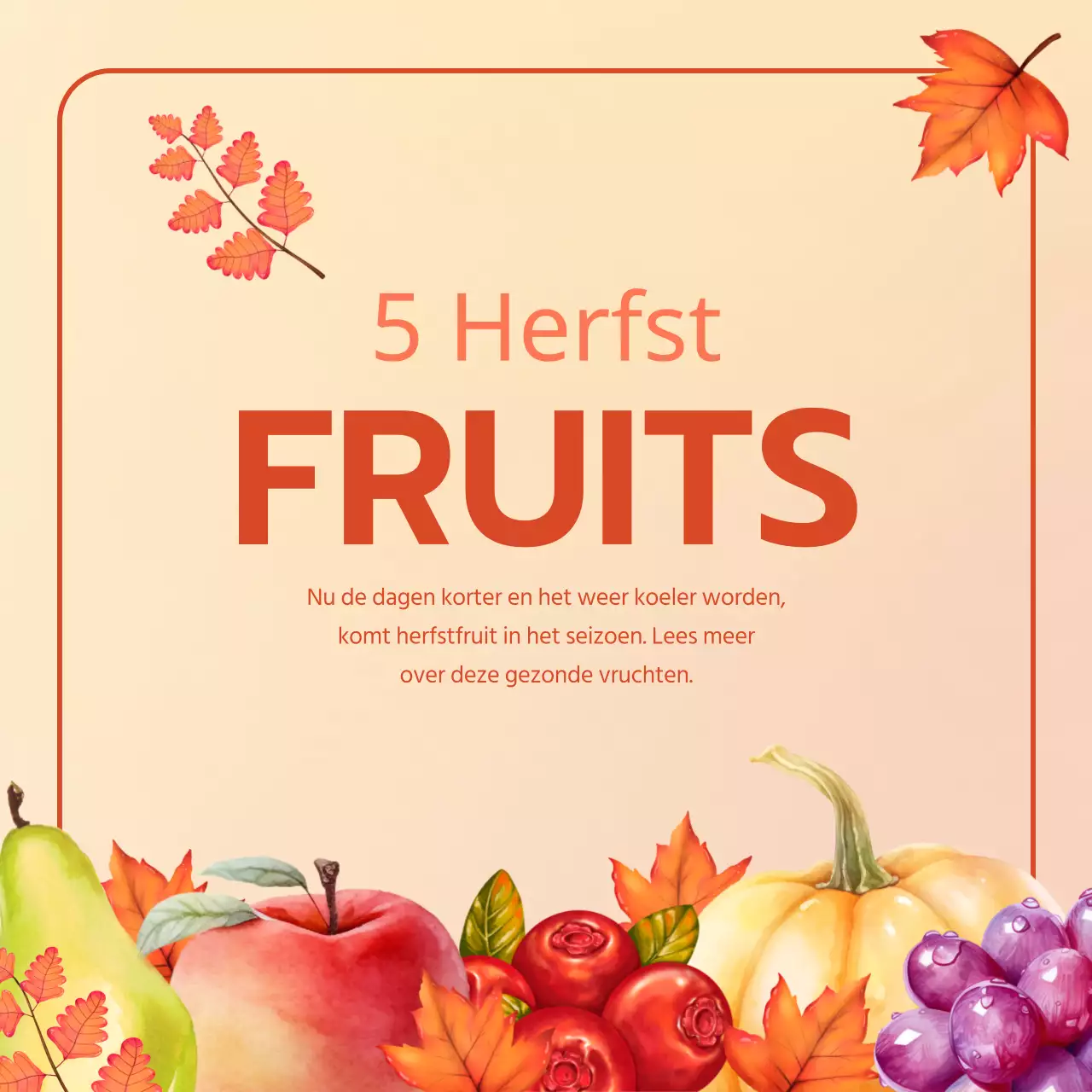 Promoot vintage seizoensfruit in oranje en beige